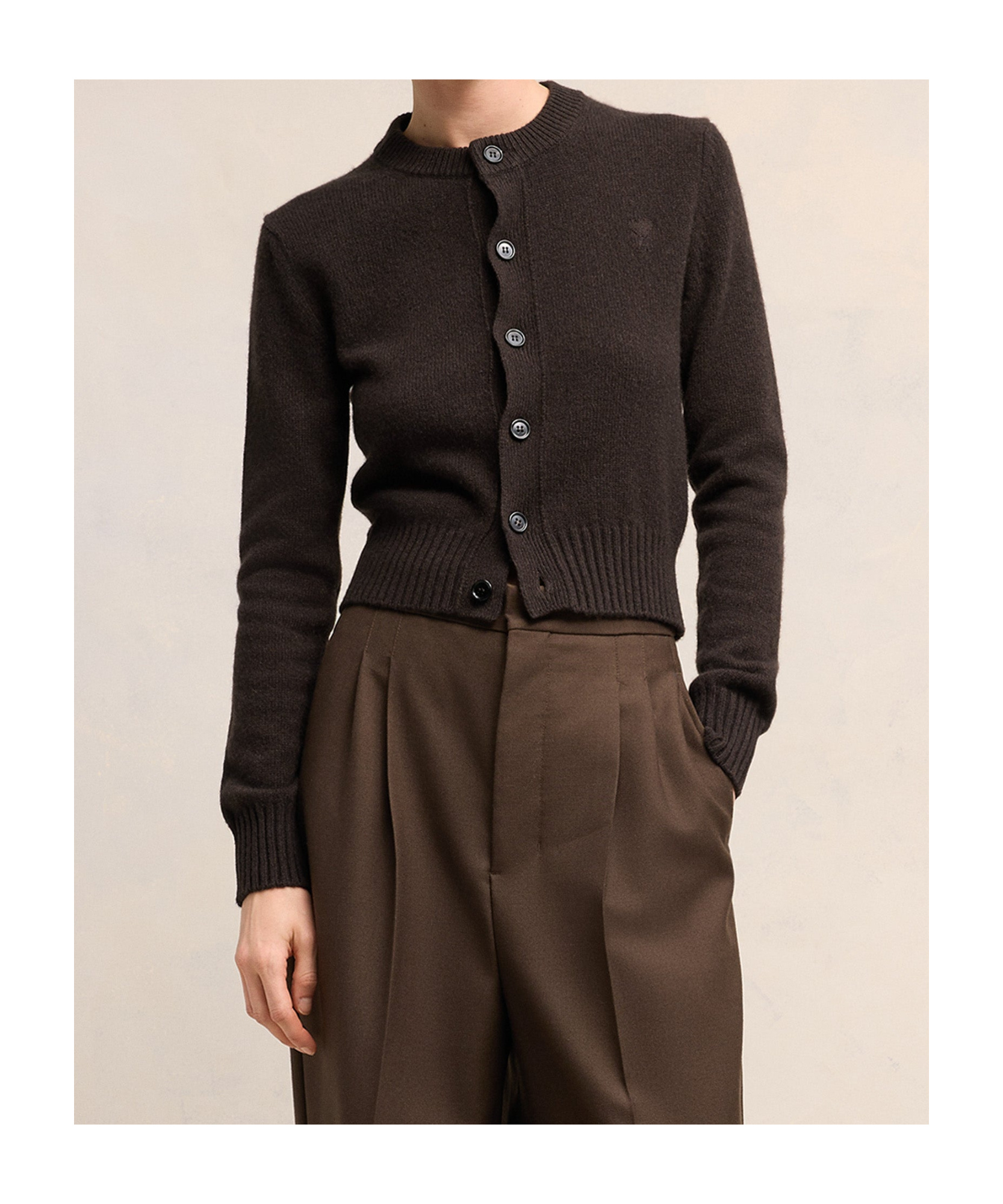 Ami Alexandre Mattiussi Paris De Coeur Logo Embroidered Knit Cardigan In Black