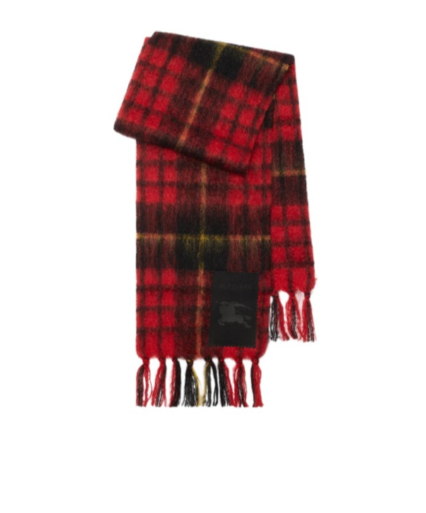 Burberry Check Mohair Wool Scarf In Red