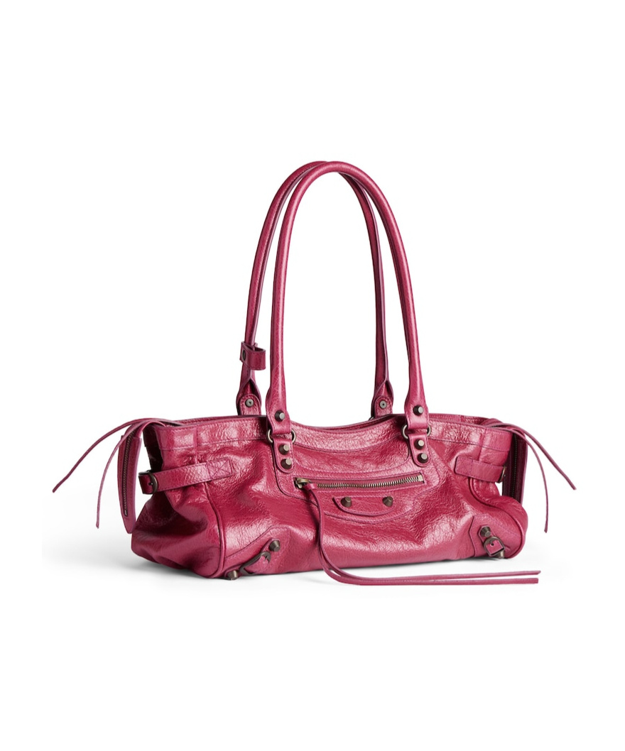 Balenciaga Women East West Leather Shoulder Bag In Pink