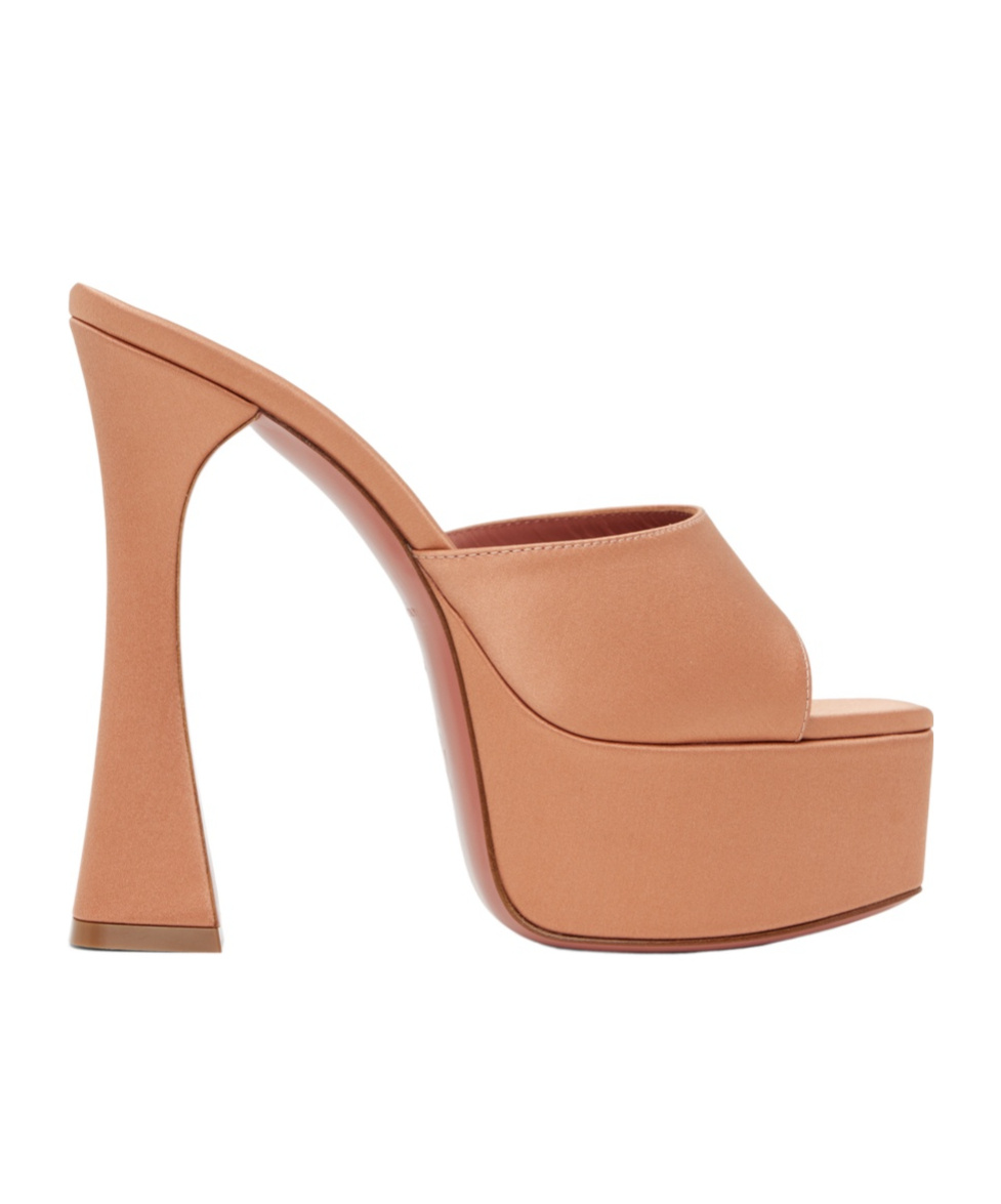 Amina Muaddi Tan Dalida Heeled Sandals In Pink