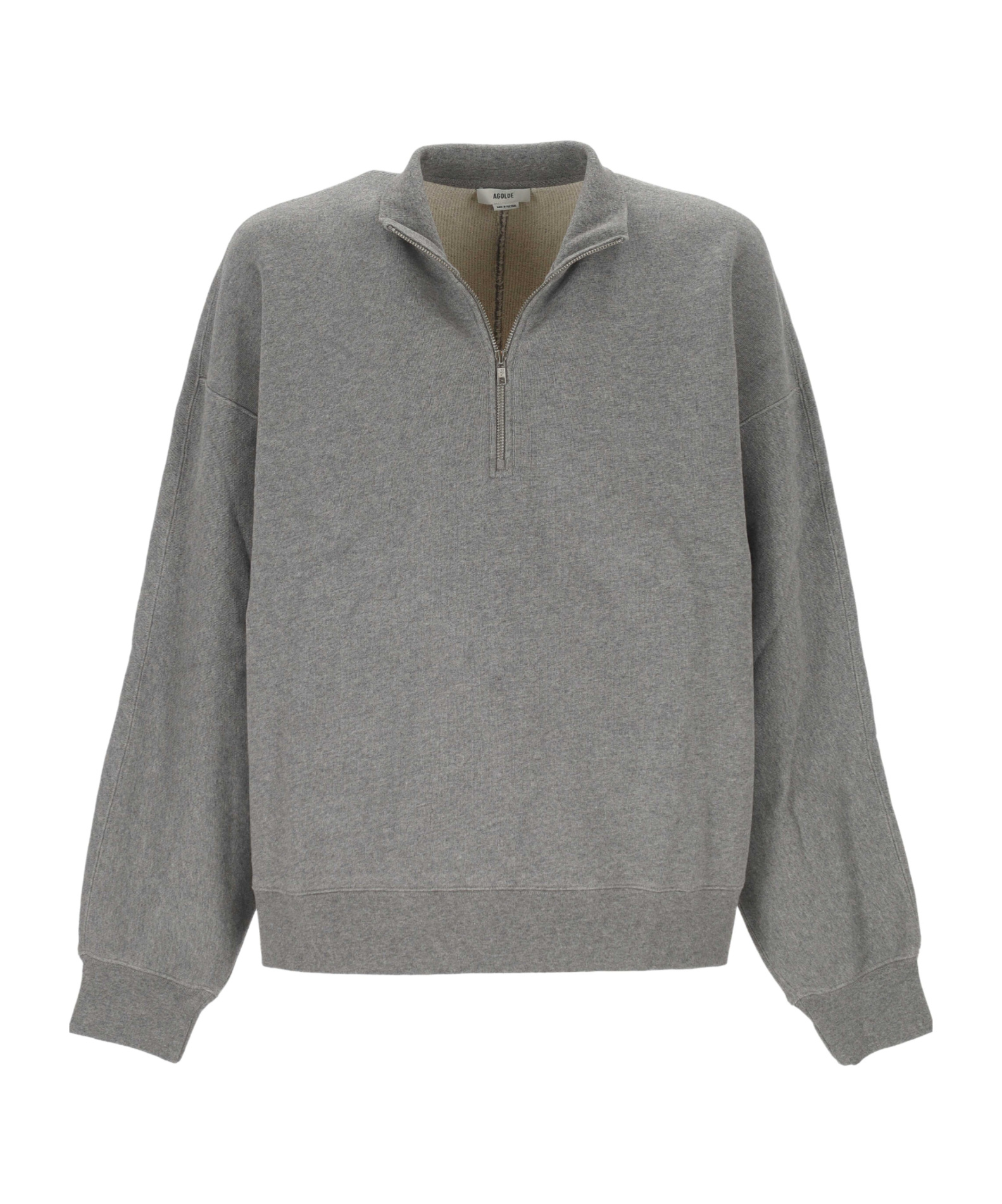 Agolde Idris Cotton-jersey Half-zip Sweatshirt In Gray