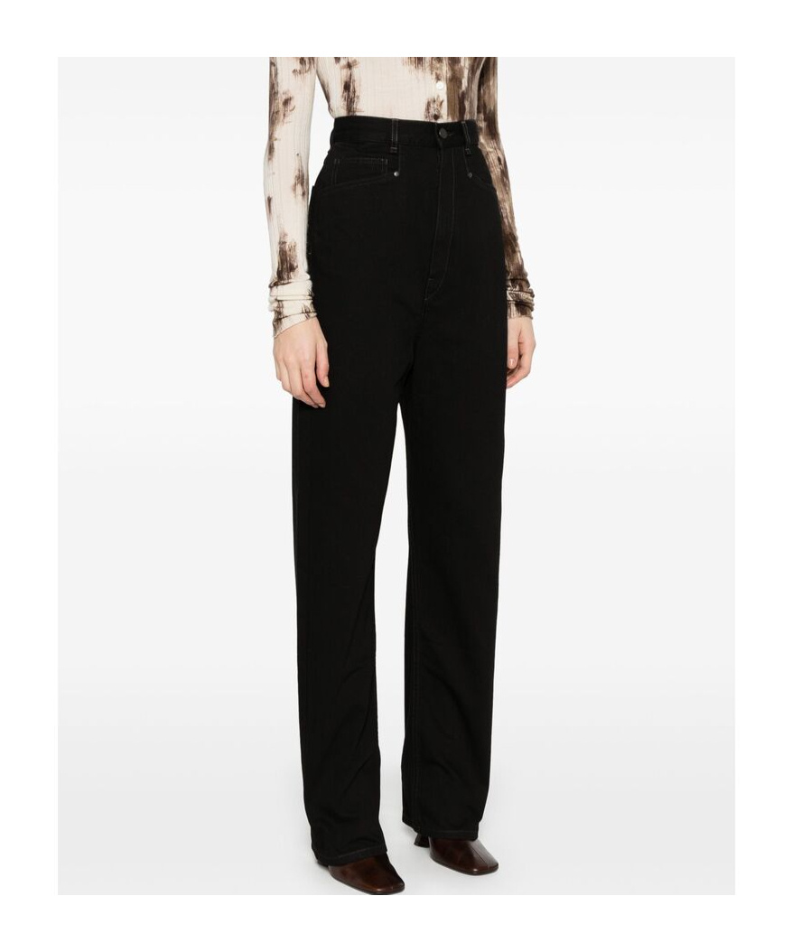 Lemaire High-rise Waist Straight Leg Trousers In Black