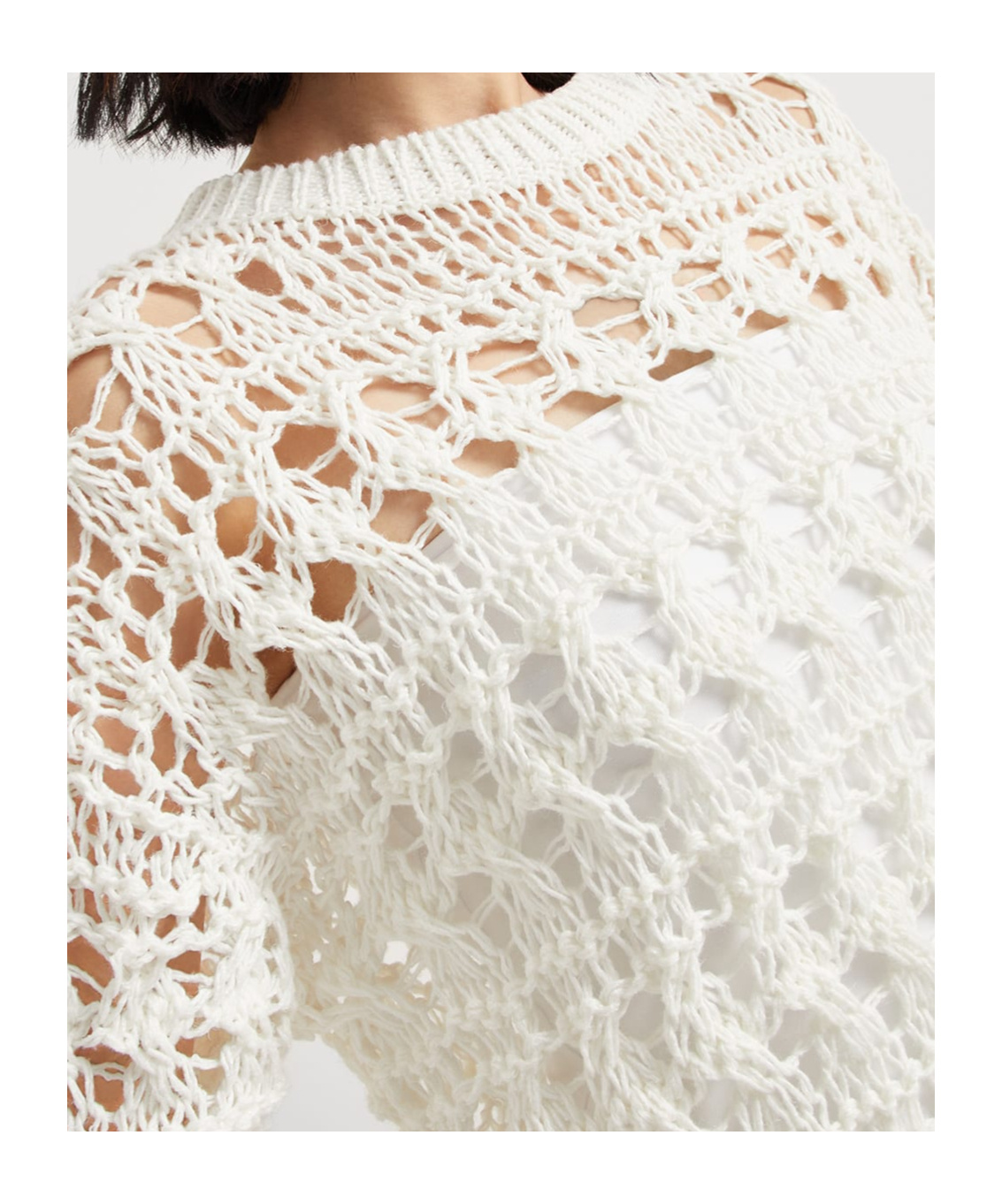 Brunello Cucinelli Open-knit Sweater In White