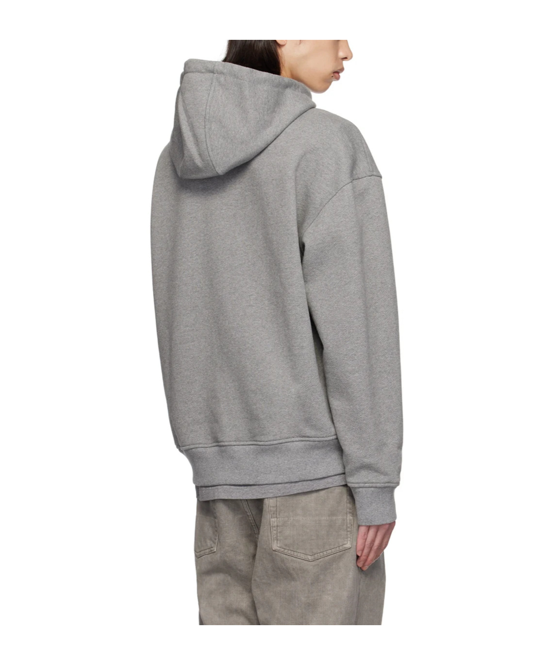 Shop Maison Kitsuné Logo Patch Drawstring Hoodie In Gray