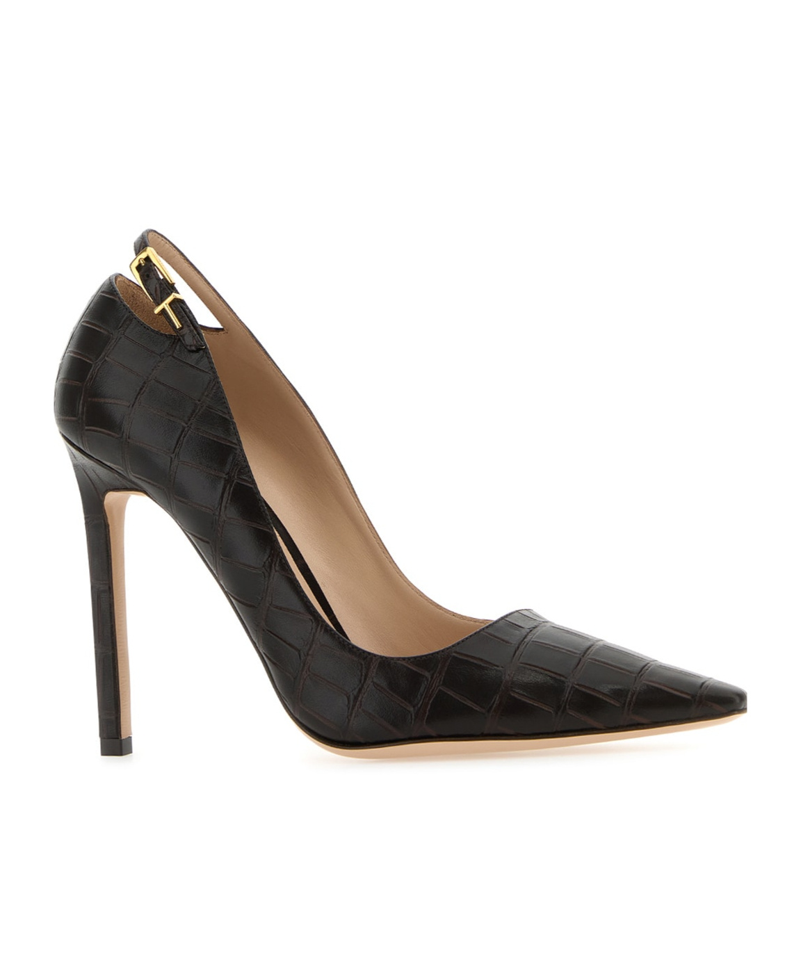 Tom Ford 105mm Angelina Croc Embossed Pumps In Black