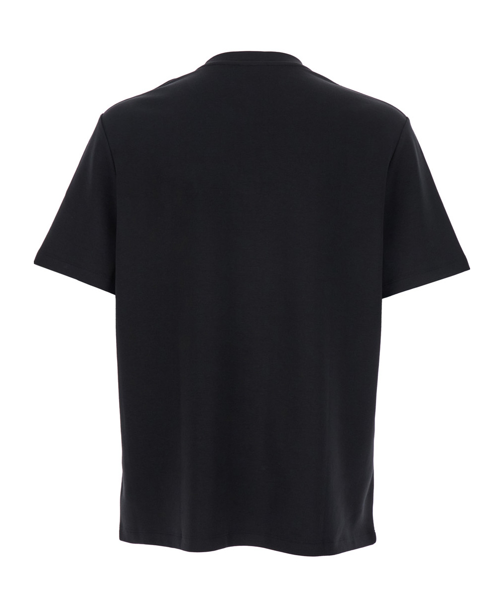 Balmain Black Crewneck T-shirt With Logo Print On The Front In Cotton Man