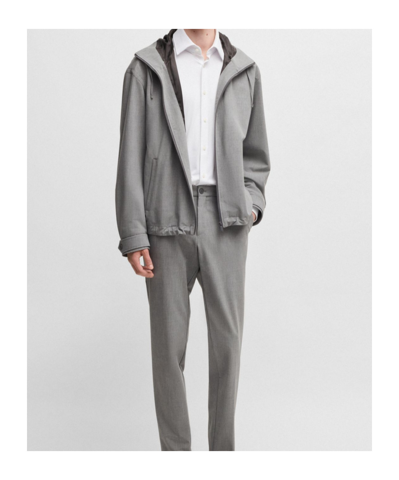 Hugo Boss Regular-fit Jacket In Performance-stretch Material In Gray