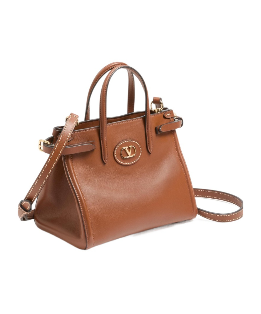 Valentino Garavani Brown Leather Antibes Shopping Bag