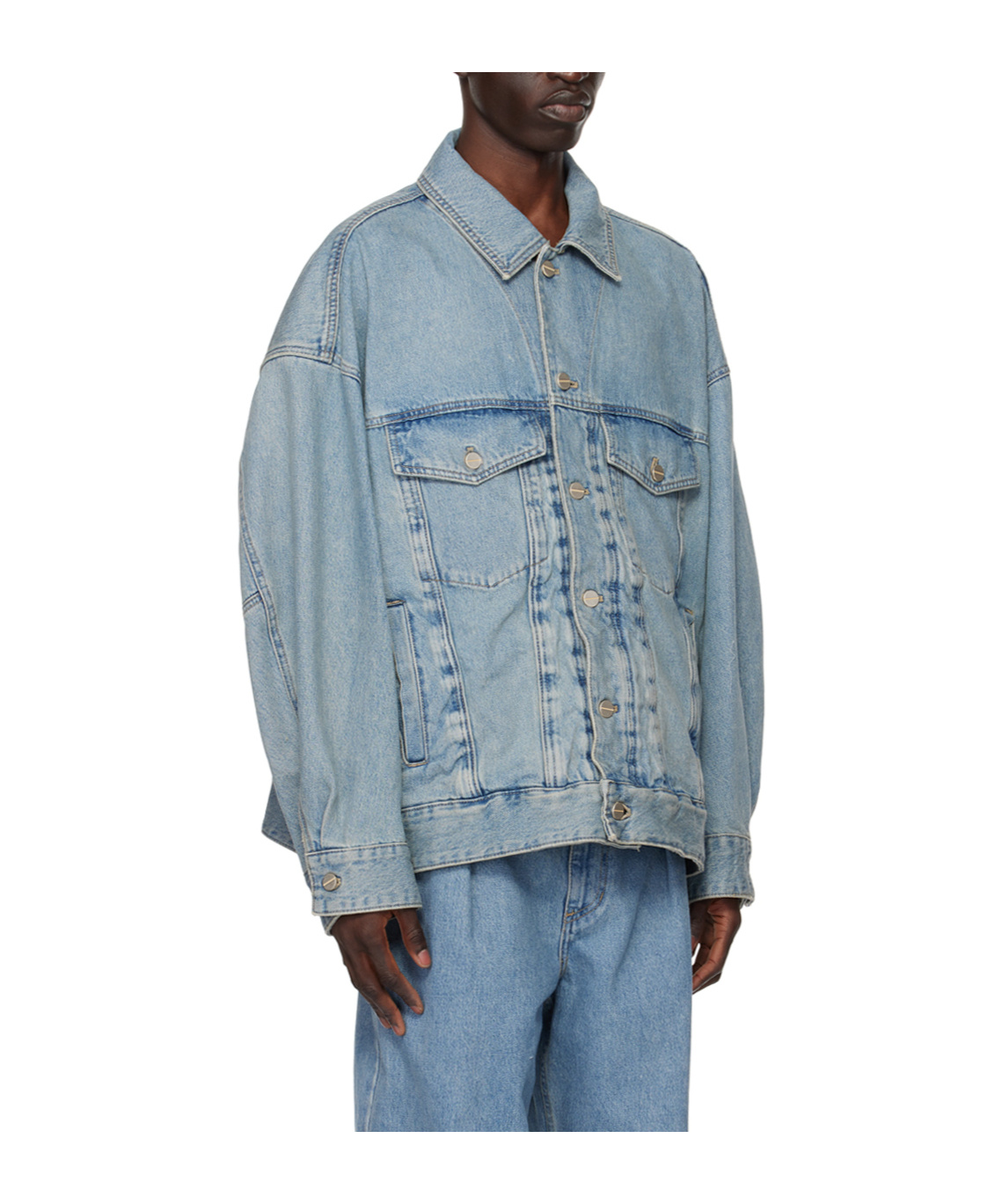 Wooyoungmi Blue Wire Denim Jacket In Blue