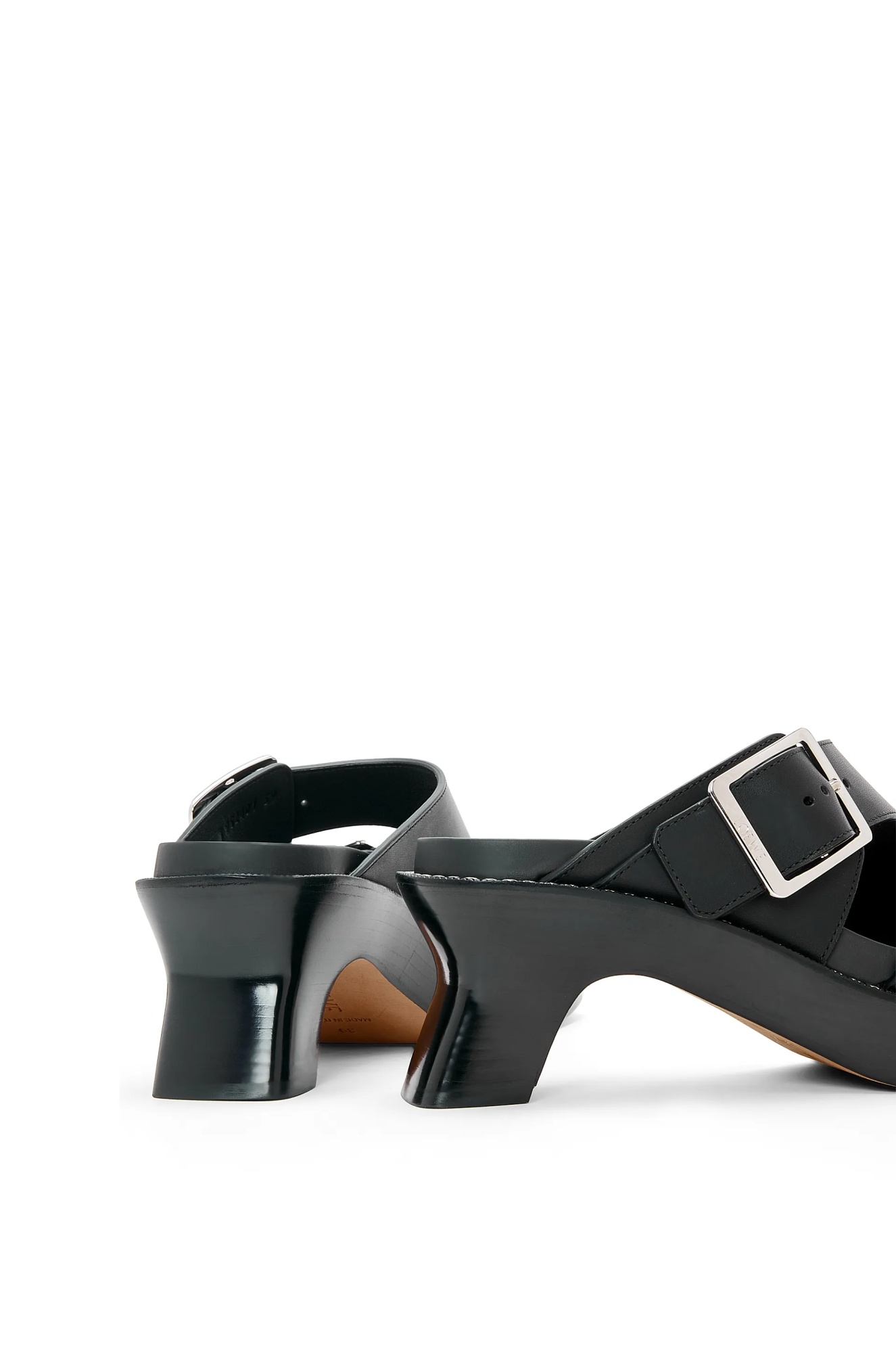 Shop Loewe Ease Heel Slide In Vegetal Calf In Black
