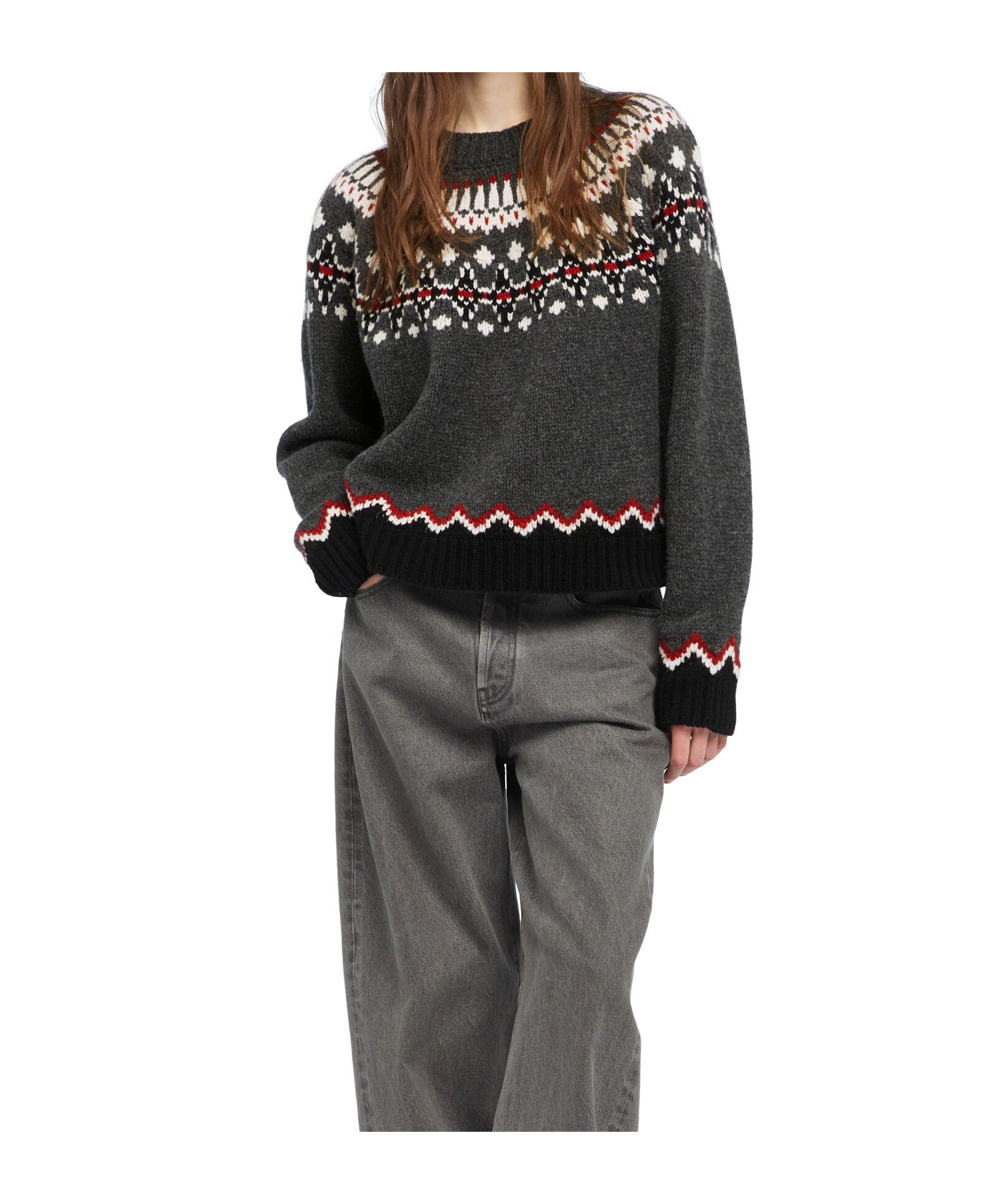 Alanui Sweet Winter Wool Crewneck Jumper In Gray