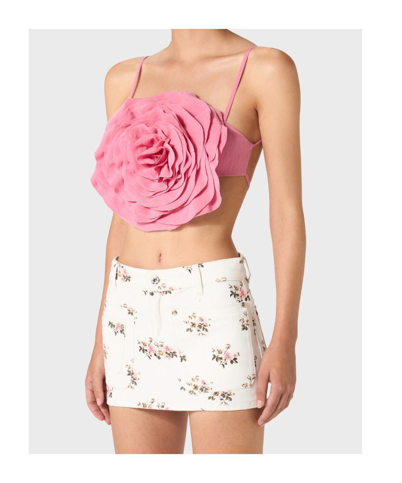 Blumarine Rose Effect Gabardine Sling In Pink