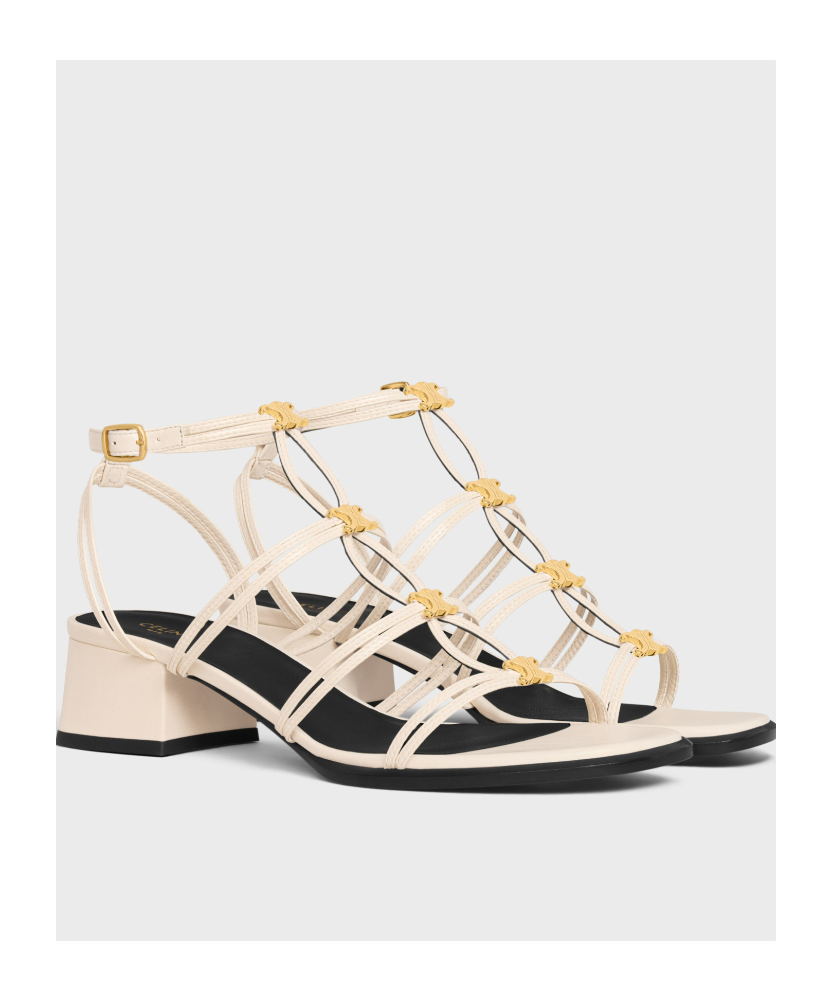 Celine Multi Triomphe High-heeled Sandals In White
