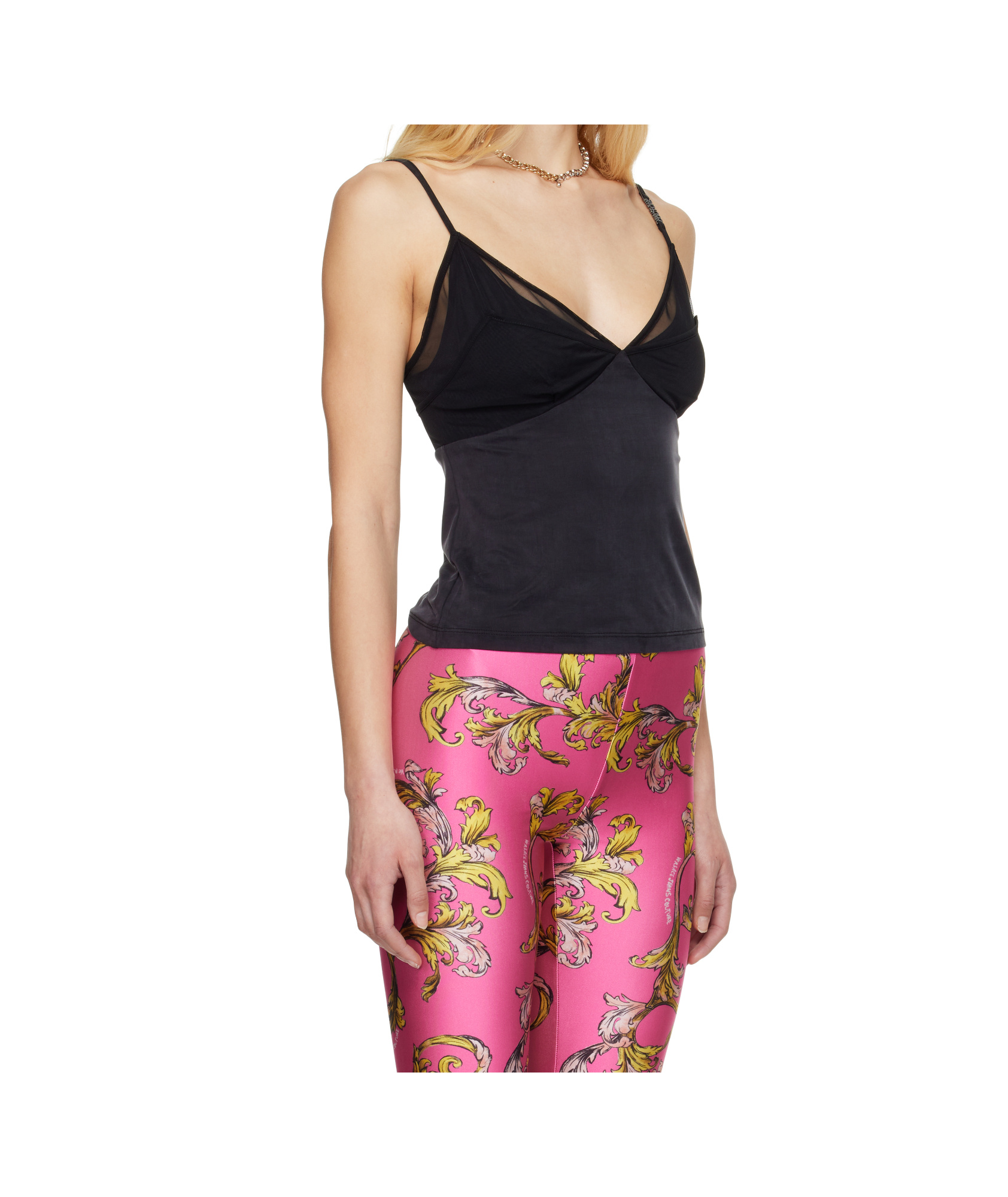Versace Jeans Mesh-panelling Top In Black