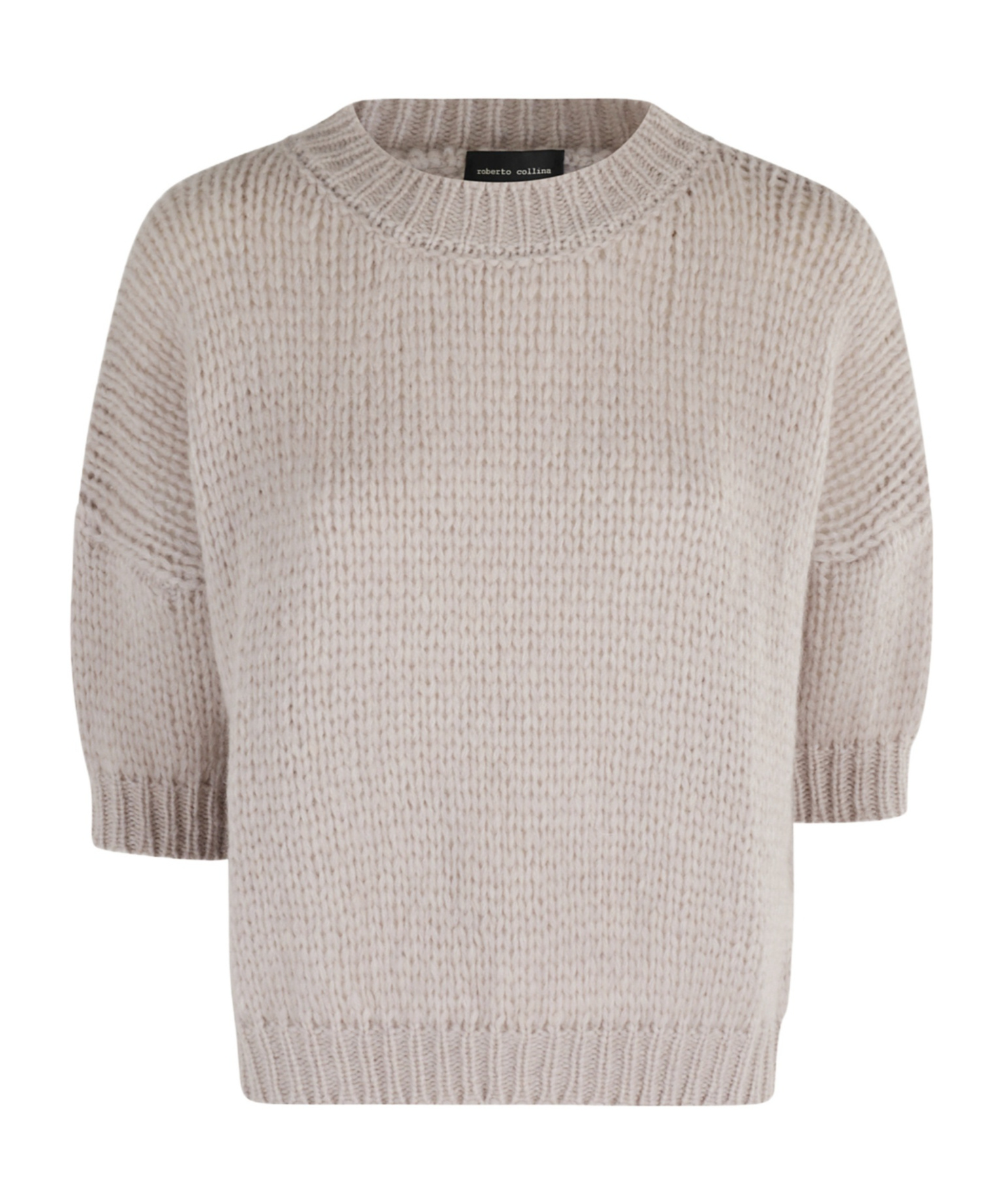 Roberto Collina Three-quarter Sleeve Textured Knit Sweater In Gray