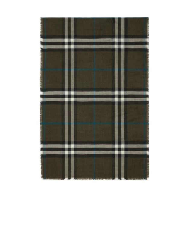 Burberry Reversible Check Wool Silk Scarf In Green