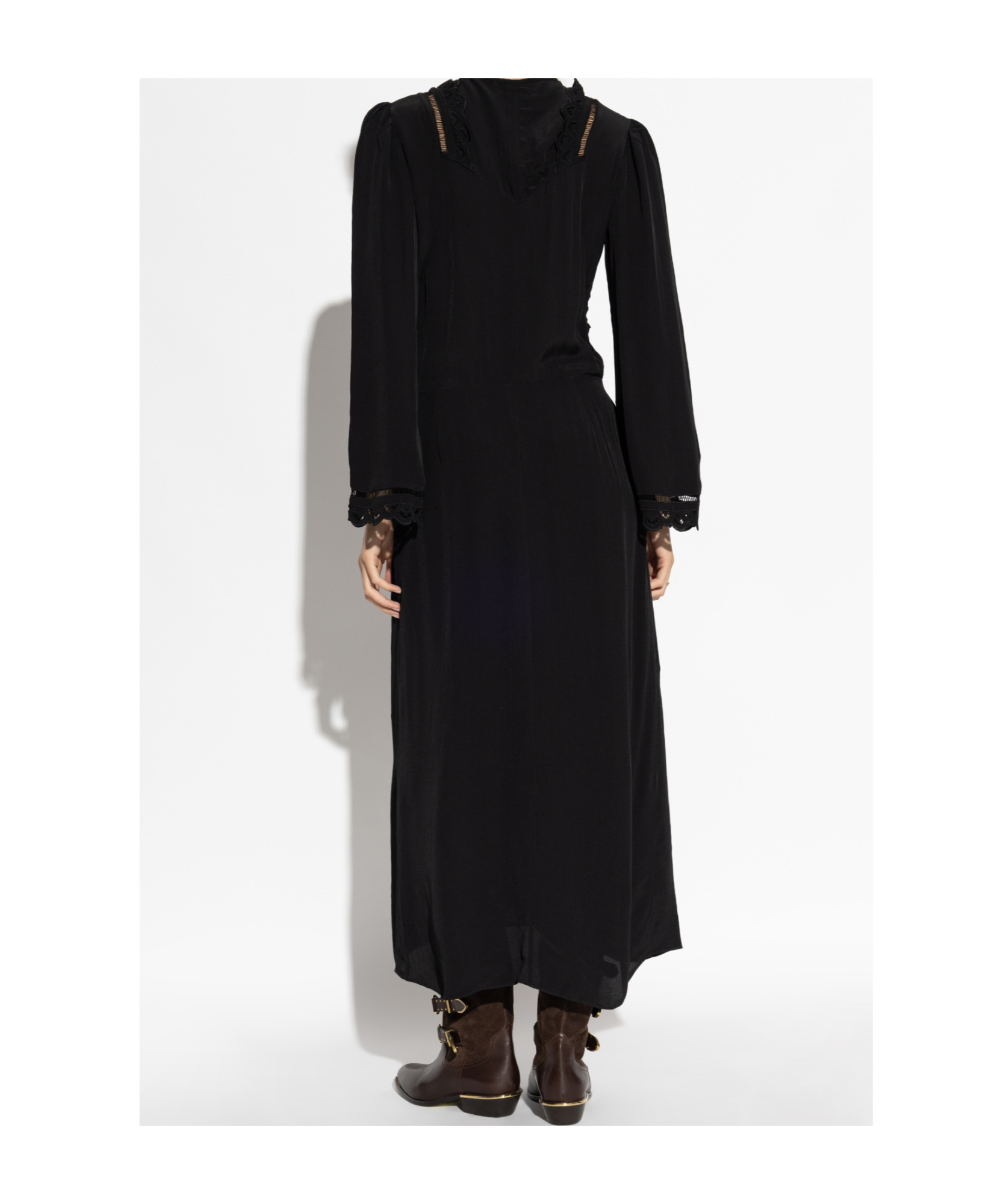 Isabel Marant Faustina Broderie Anglaise And Pointelle-trimmed Poplin Midi Dress In Black