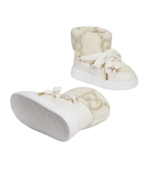 GUCCI FAUX-SHEARLING ANKLE BOOTS