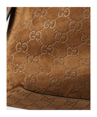 Gucci Medium Gg Suede Beatrix Shoulder Bag In Brown