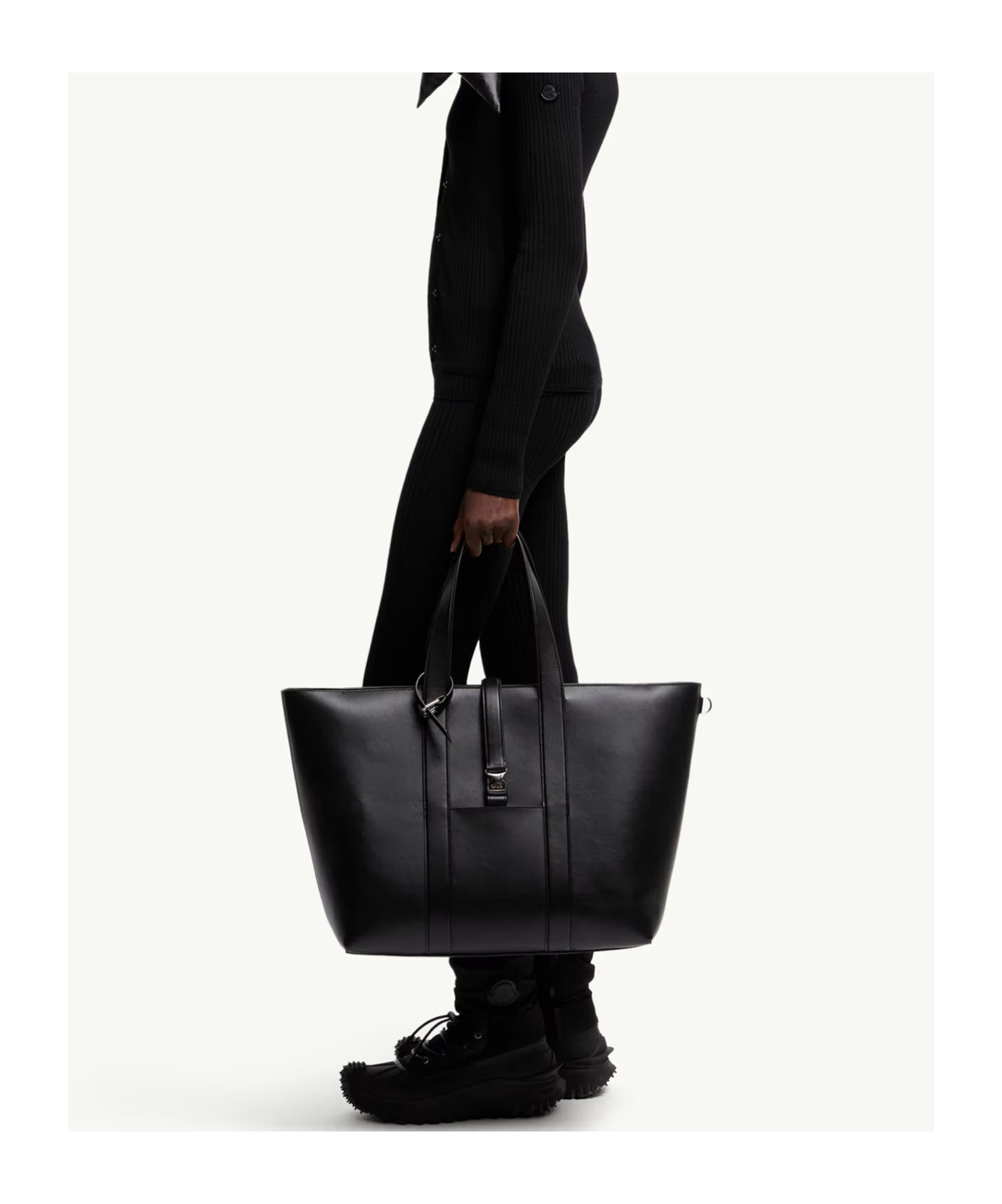 Moncler X Ee72 By Edward Enninful Ee Leather Tote In Black
