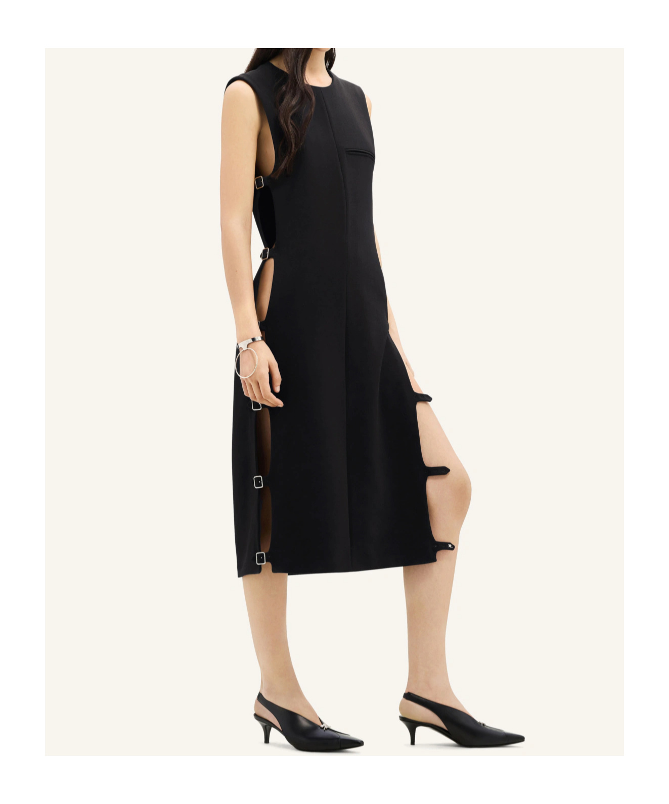 Courrèges Multi-strap Midi Dress In Black