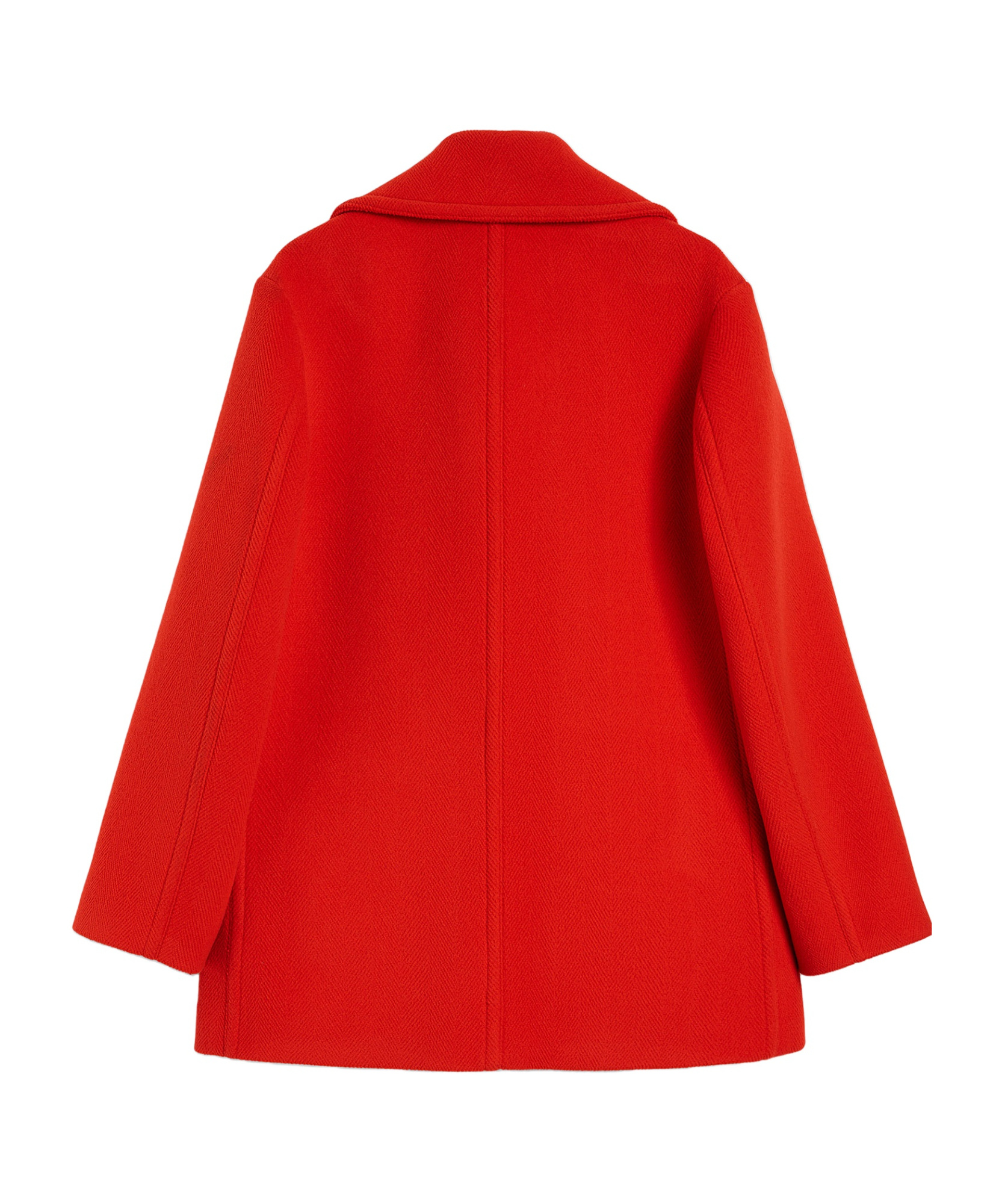 Jil Sander Double Breasted Elongated Wool Peacoat In Red