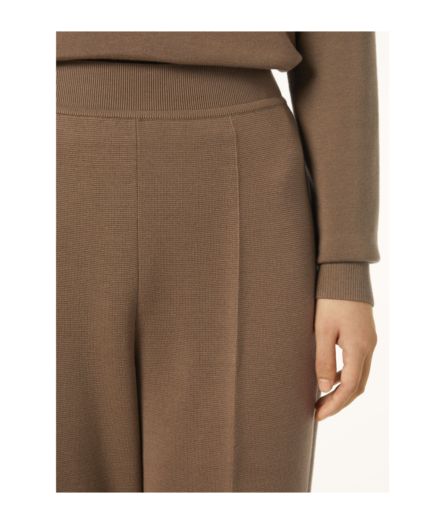 Loro Piana Elastic Ribbed Waist Knitted Casual Pants In Smoky Wood Color