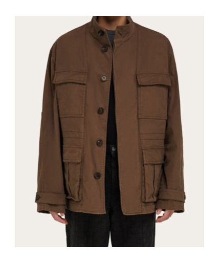 Ferragamo High Neck Concealed Fastened Jacket In Brown