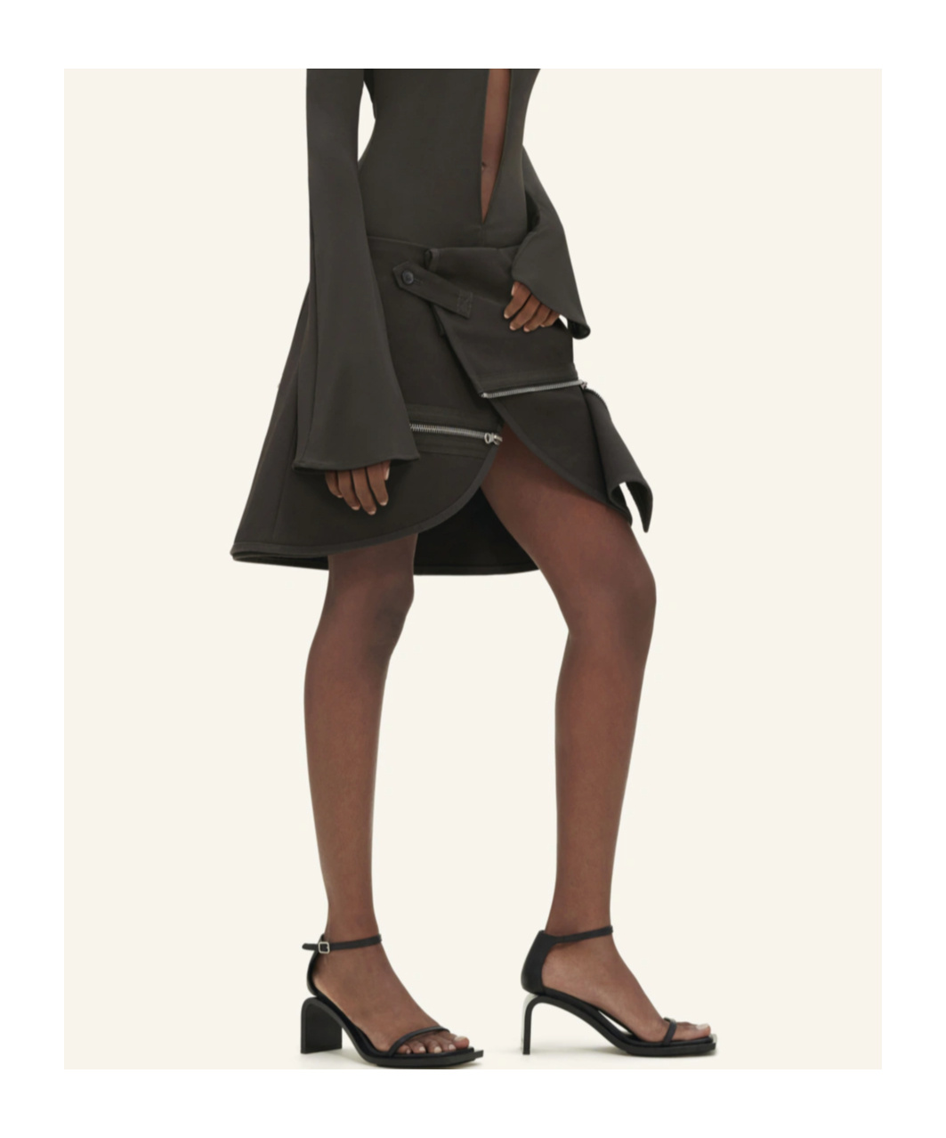 Courrèges Modular Cotton Miniskirt In Black