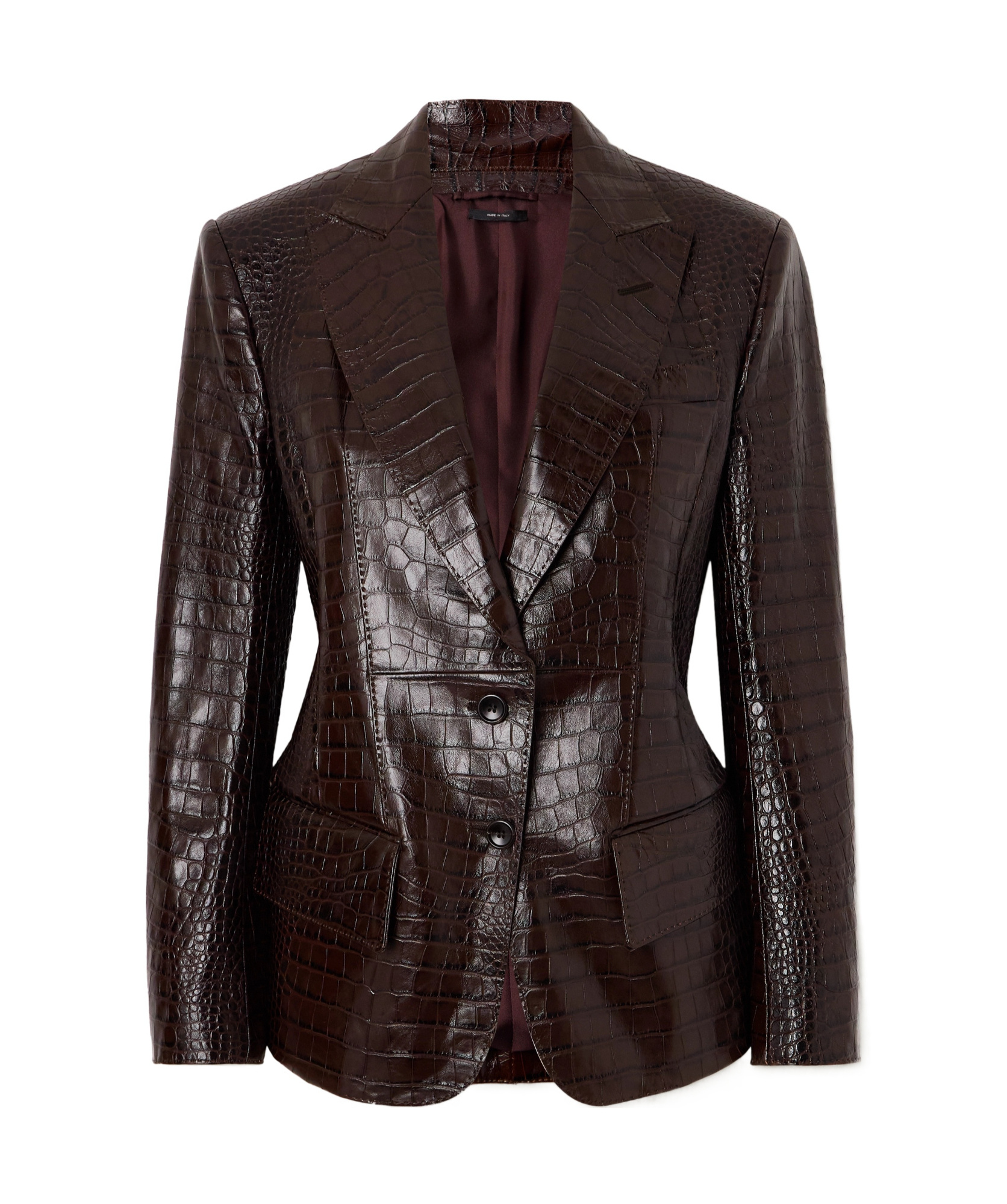 Tom Ford Snakeskin-effect Leather Blazer In Brown