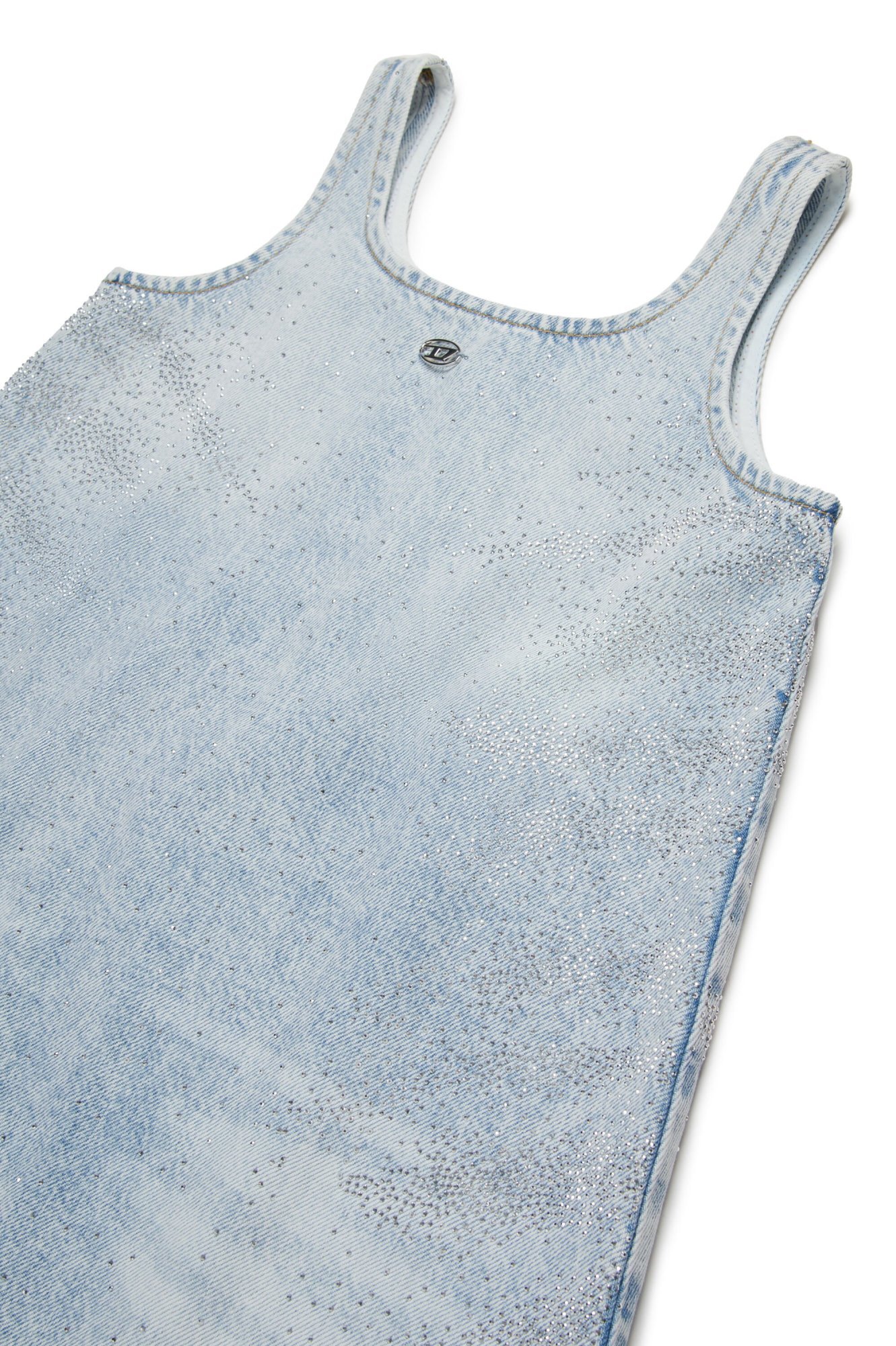 Diesel Light Denim Dress With Microstones In Light Blue