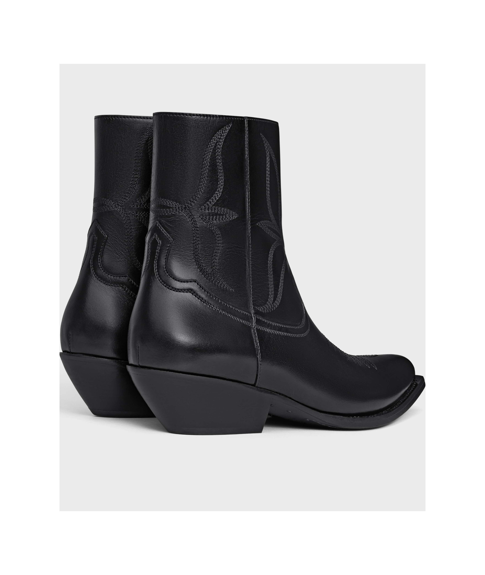 Celine Leon Shiny Calfskin Zipper Boots In Black
