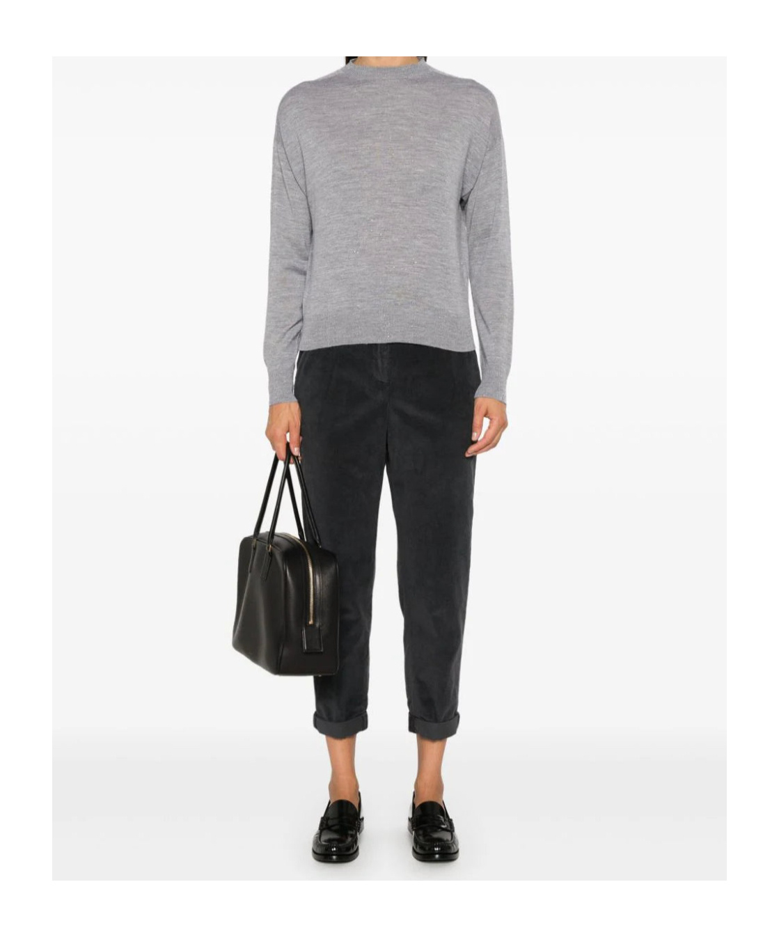 Shop Peserico Long-sleeved Sweater In Gray