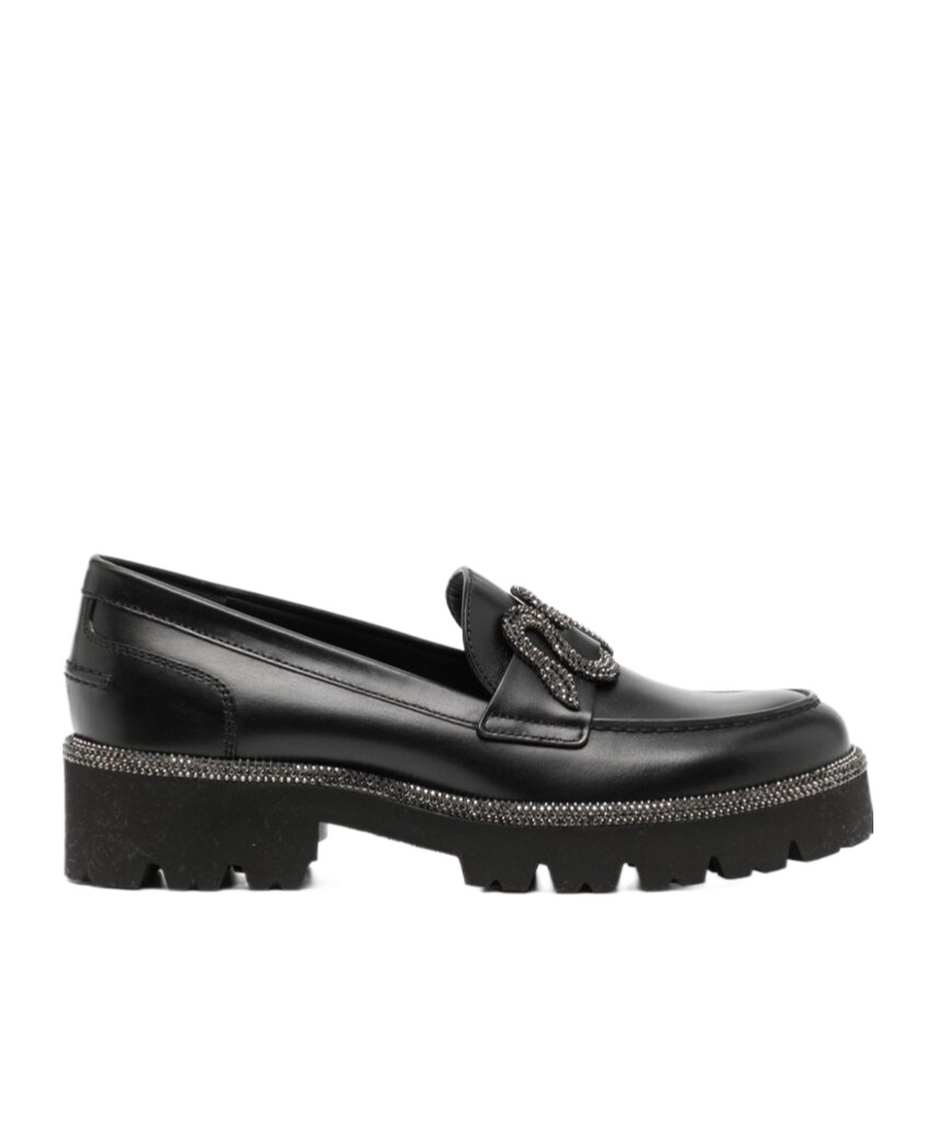 René Caovilla Platform Loafer Shoes In Black