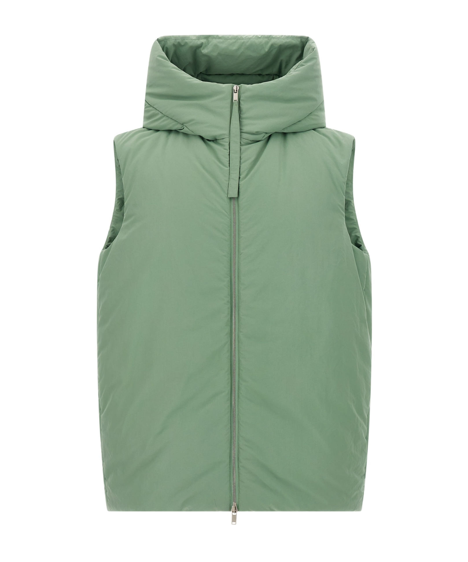 Jil Sander High Collar Sleeveless Quilted Jacket In Green