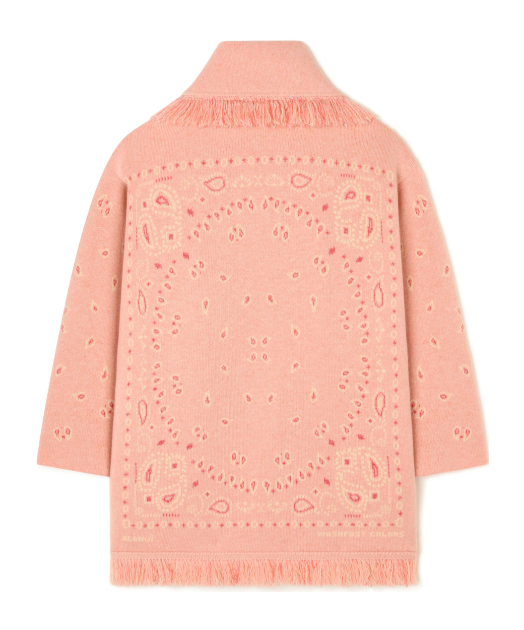 Alanui Long Fringe Cardigan Shawl Collar In Pink