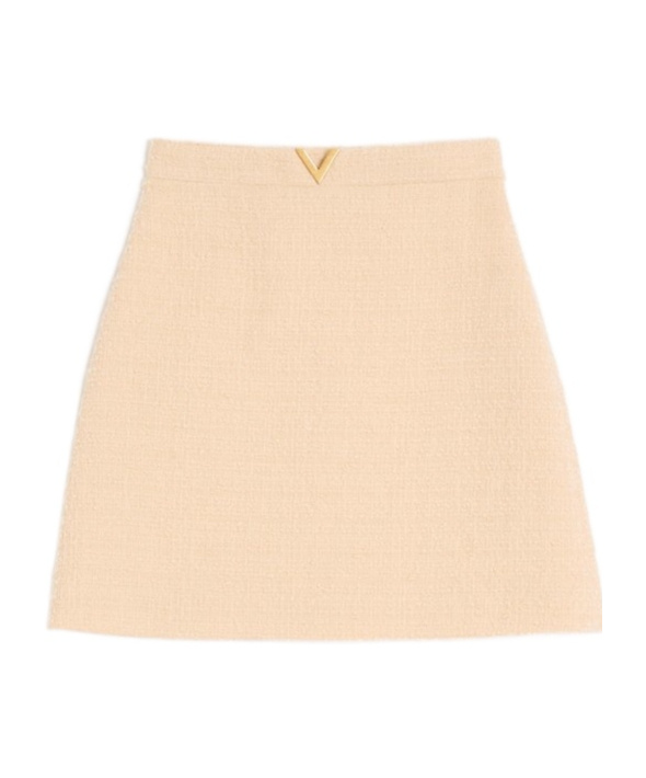 Valentino Curly Wool Short Skirt In Neutral