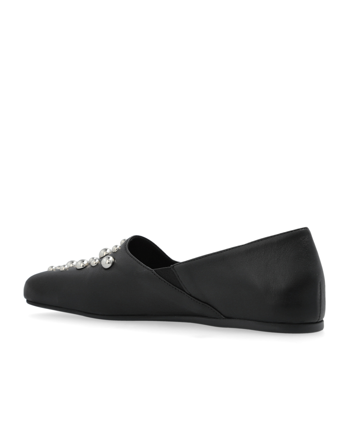 Vic Matie Square Closed Slipper Shoe In Leather With Applied Studs In Black