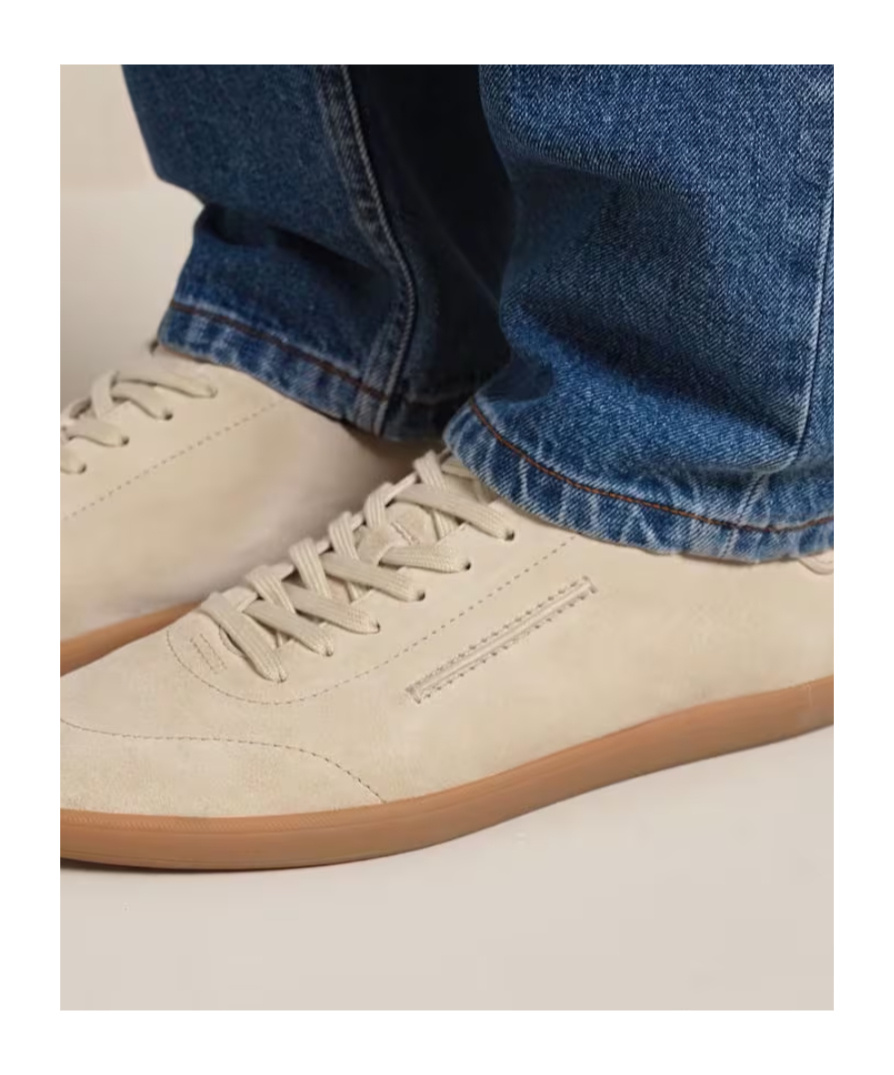 Zegna 232 Low Top Suede Sneakers Rubber Sole In Neutral