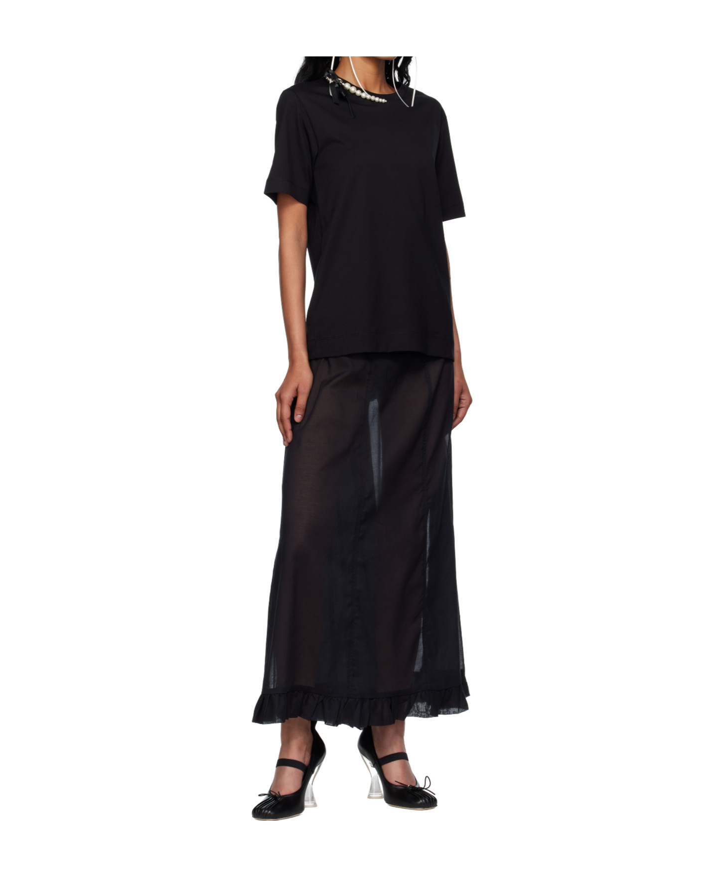 Simone Rocha Embellished Cotton Jersey T-shirt In Black