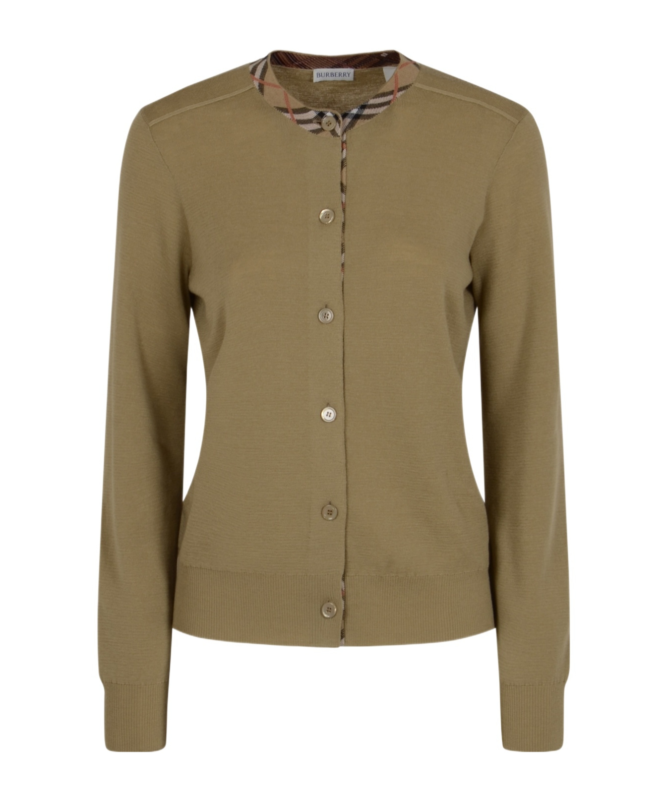 Burberry Long-sleeved Knitted Cardigan In Green