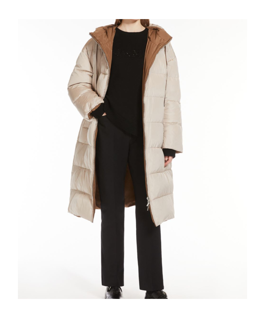 Max Mara Long Double-sided Down Jacket In White