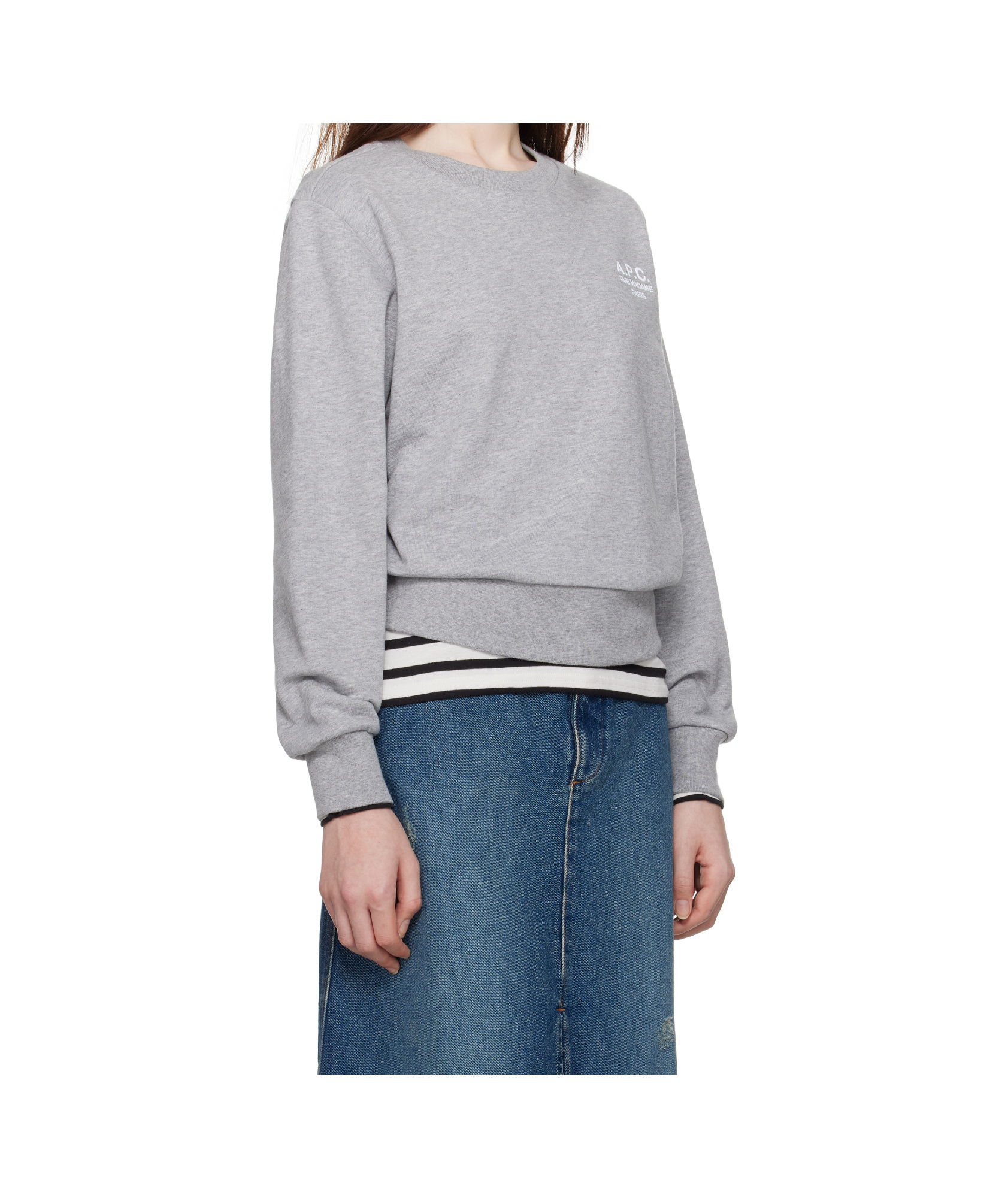 Apc A.p.c. Rue Madame Logo Embroidered Crewneck Sweatshirt In Gray