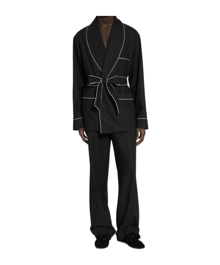 Dolce & Gabbana Elastic Waistband Cuffed Hem Trousers In Black