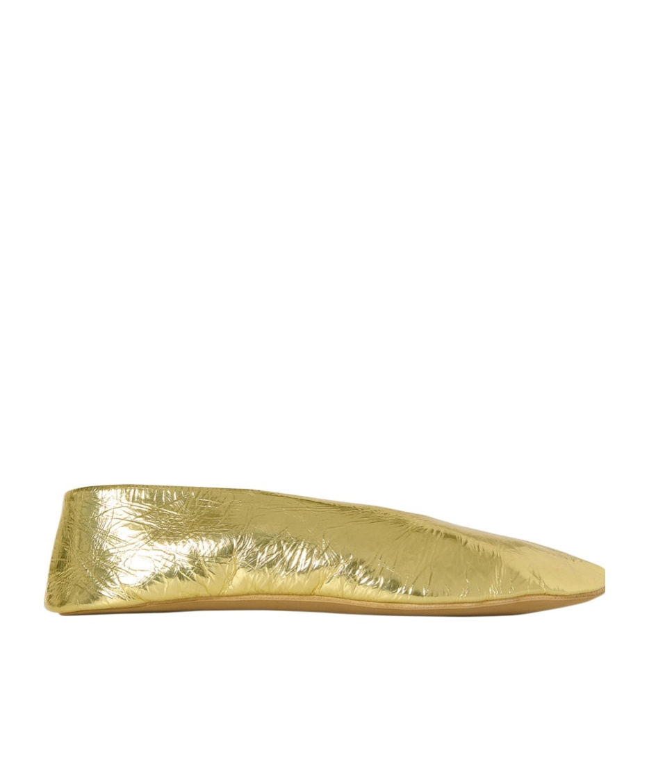 The Row Stella Metallic Crinkled-leather Ballet Flats In Gold