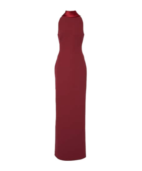 Safiyaa London Satin Trim Crepe Dress In Red
