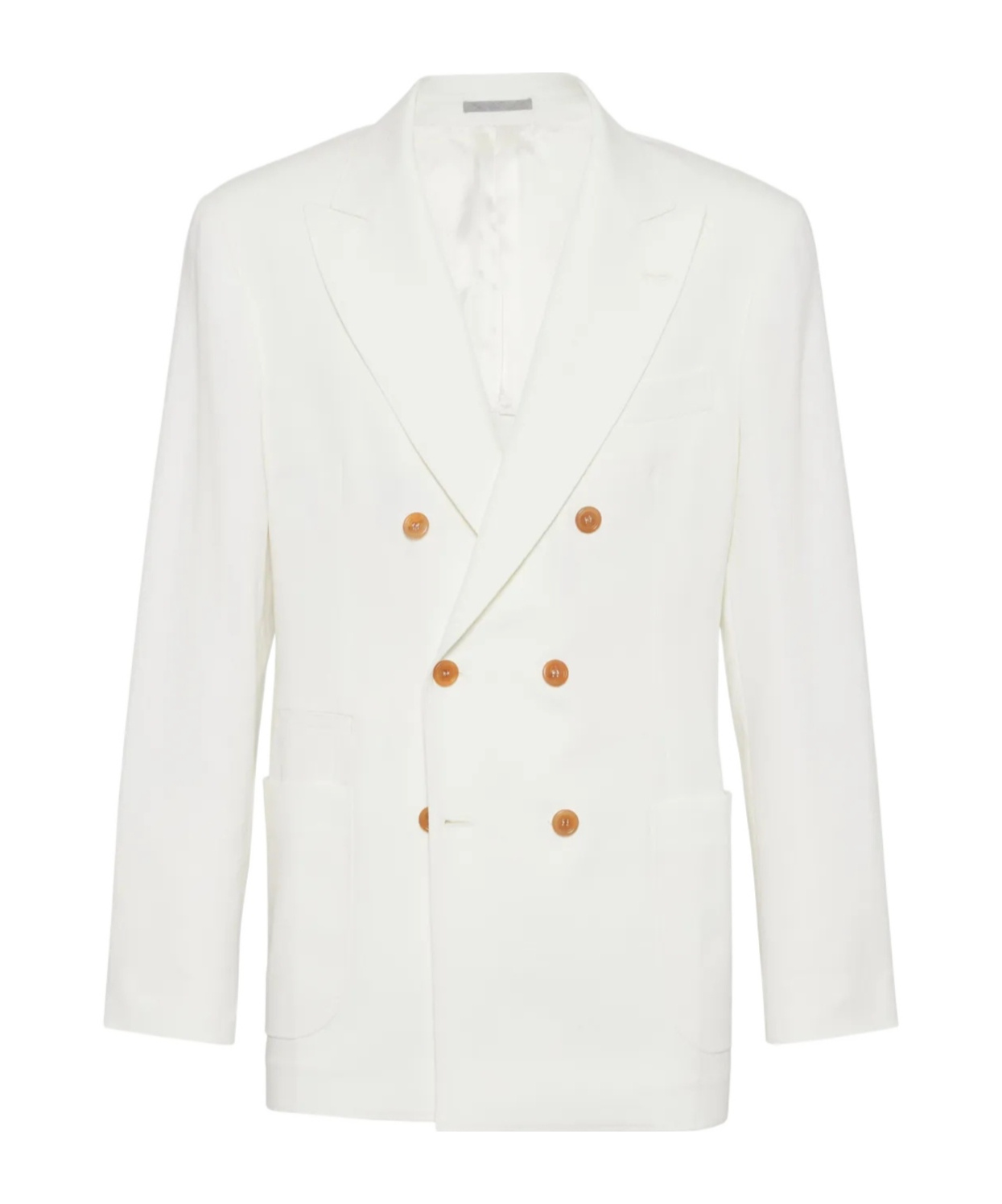 Brunello Cucinelli Patched Pocket Double-breasted Plain Dinner Jacket In White