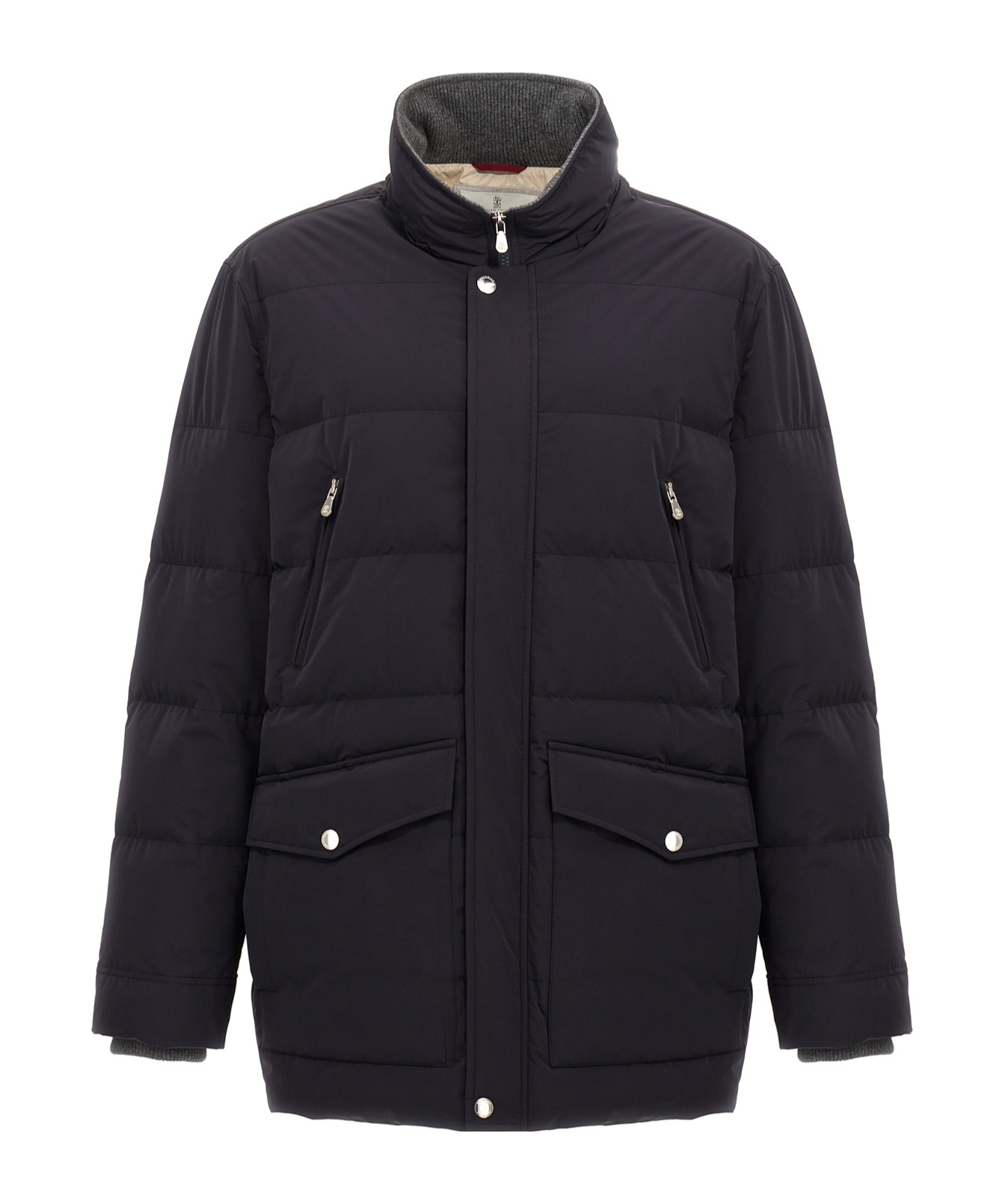 Brunello Cucinelli Quilted Padded Shell Hooded Down Parka In Black