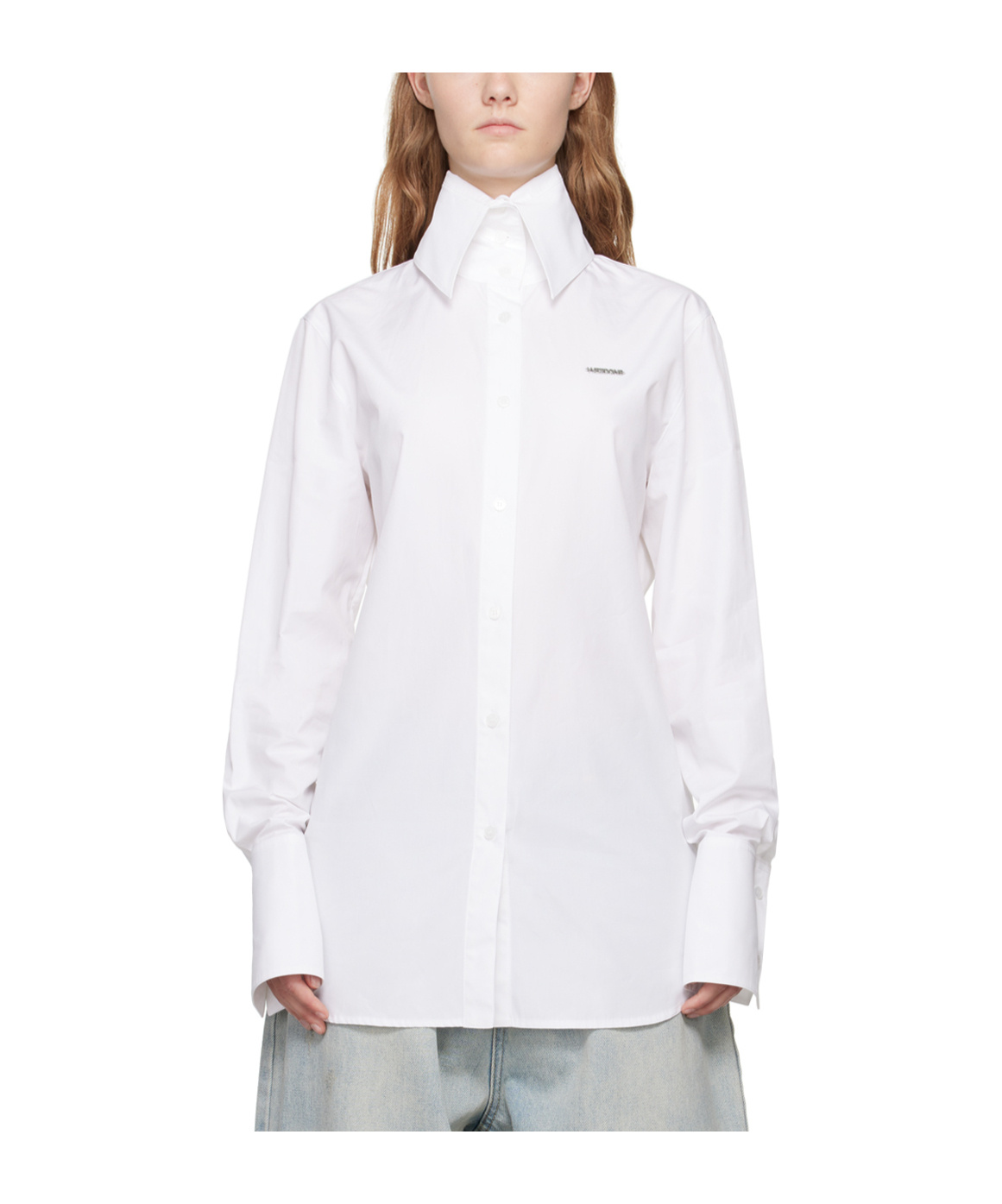 We11 Done Lapel Long-sleeved Shirt In White