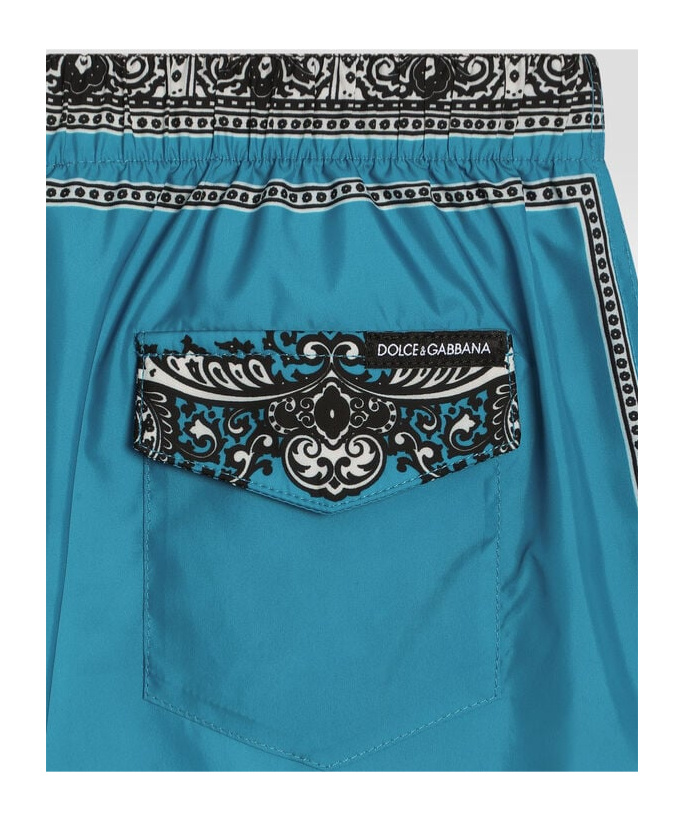 Dolce & Gabbana Boys Bandana Print Swim Shorts In Light Blue